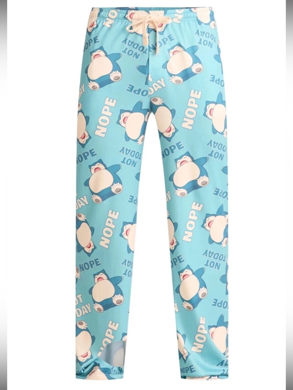 Pokemon Sleepware Light Blue Cartoon Snorlax 'NOPE' Lounge Pants BNWT